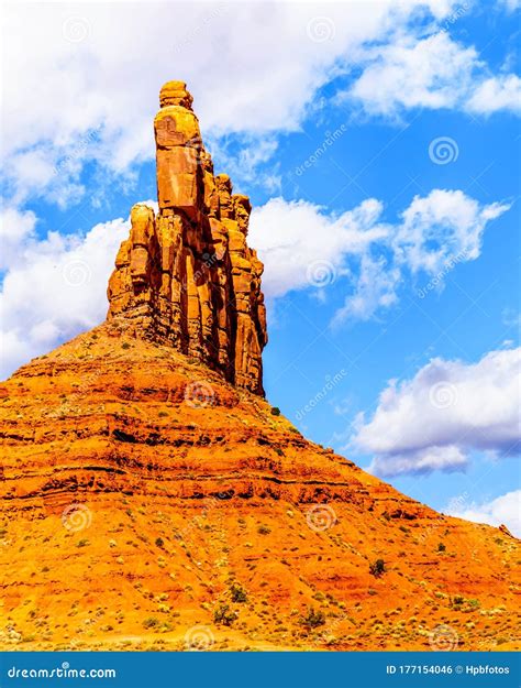 Red Sandstone Butte In The Semi Desert Landscape In The Valley Of The
