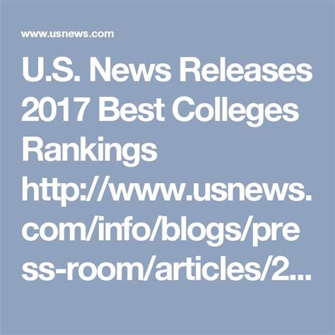 Us News And World Report Releases 2017 Best Colleges Rankings College