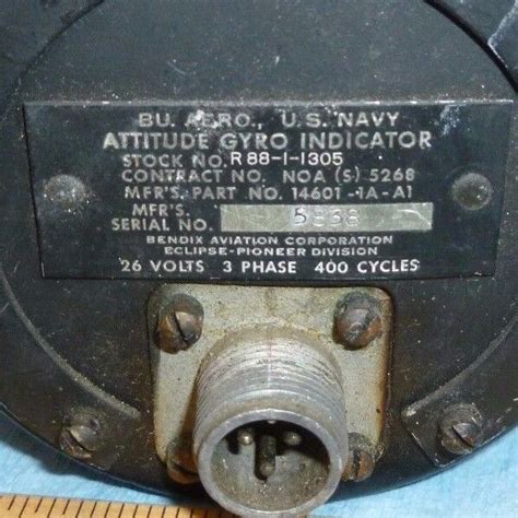 14601 1a1a Bendix Aviation Electrical Gryo Indicator 26 Volts Full
