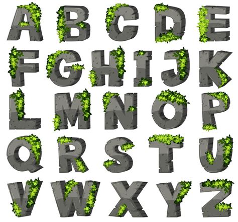 English Alphabets With Stone Blocks Lettering Alphabet Fonts Fonts