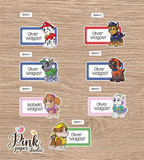 Paw Patrol School name labels Labels for school School | Etsy | School name labels, School ...