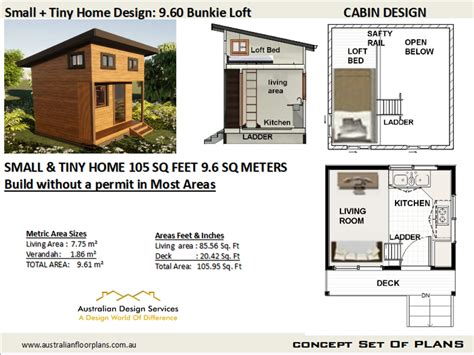Affordable Tiny House Plans 105 Sq Ft Cabin Bunkie With Loft Etsy Ireland