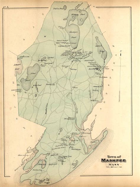 Walkers 1880 Map Of Town Of Mashpee Massachusetts Art Source