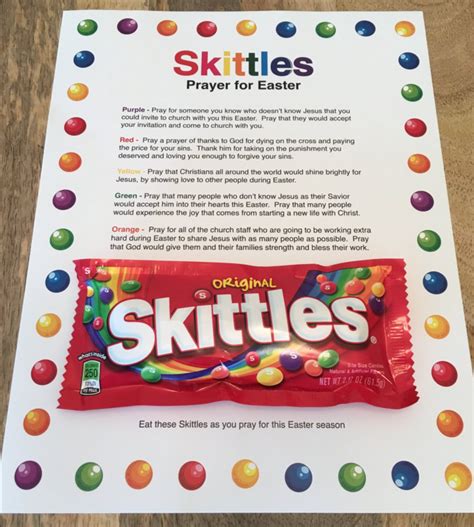 Your kids will enjoy learning and praying these simple prayers with rhyme and cadence. Skittles Easter Prayer | Easter prayers, Easter lessons ...