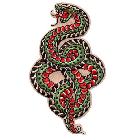 Traditional Snake Tattoo Patch Reptile Art Alternative Patch Collection