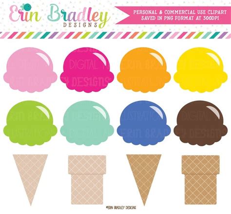 Ice Cream Clipart Summer Clip Art Digital Graphics Ice Cream Etsy