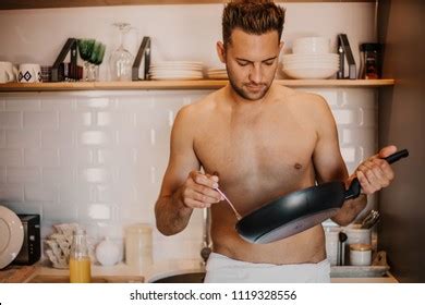 Sexy Chef Naked Body Cooking Home Stock Photo Edit Now 1119328556