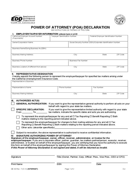 California Power Of Attorney Form Free Templates In Pdf Word Excel