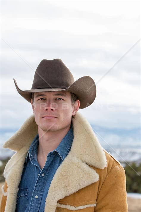 Hot Cowboy In A Shearling Coat On A Ranch Rob Lang Images Licensing