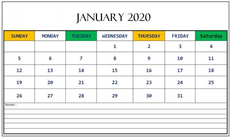 2020 January Calendar Free Schedules For Excel Free Printable Calendar