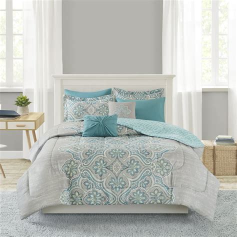 Mainstays 8 Piece Comforter Set With Coverlet King Teal