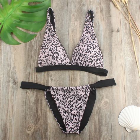 2018 Swimwear Women Leopard Bikini Set Push Up Padded Bra Swimsuit Bathing Suit Swimwear