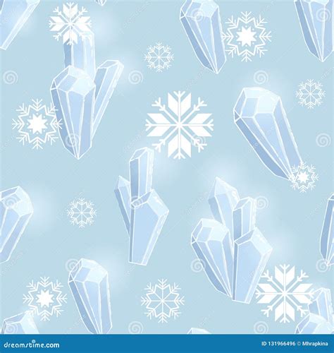Seamless Pattern With Snow Crystals Stock Vector Illustration Of