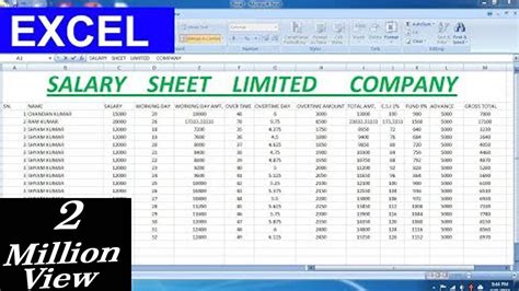 Salary Sheet Limited Company For Microsoft Excel Advan Doovi