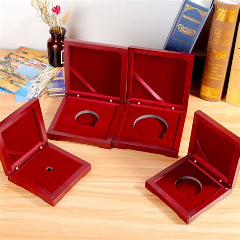 New 10 75mm Wooden Single Coin Display Storage Case Coin Collecting Box