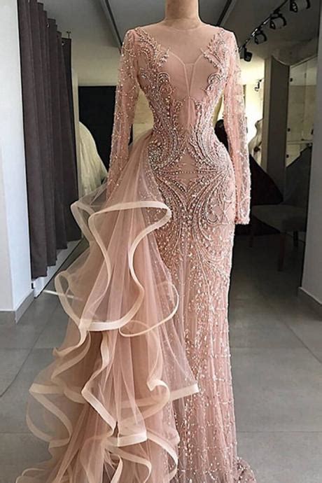 Sexy Sleeveless Illusion Back Mermaid Long Pink Prom Dress With