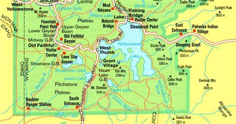 Yellowstone National Park Attractions Map