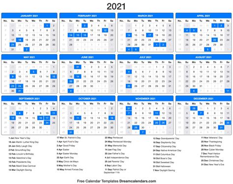 2021 Calendar With Holidays Usa 2021 Printable Calendars