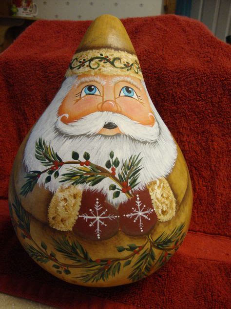 Peppermint Castle Santa Claus Gourd Hand Painted 9 By Suzyssantas