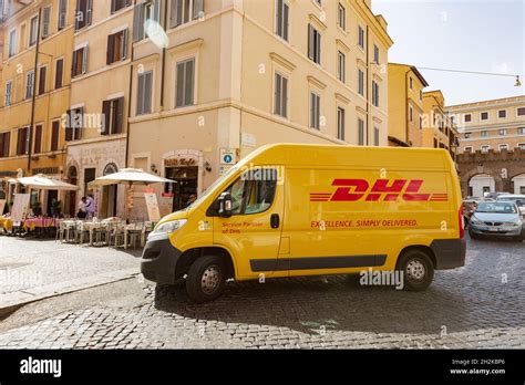 Rome, Italy - July 24, 2017: DHL delivery van . DHL is the world's