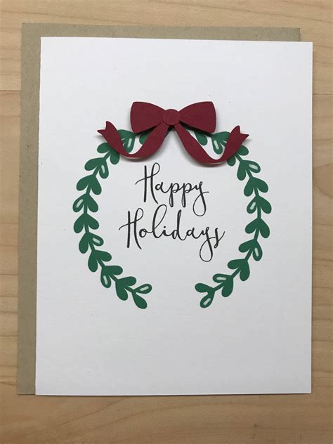 Happy Holidays Card Happy Holidays Wreath Blank Christmas Etsy Canada