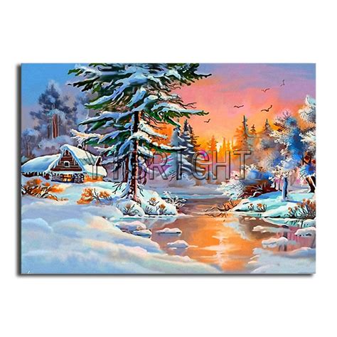 5d Diamond Painting Landscape Snow Winter Diamond Embroidery Scenery