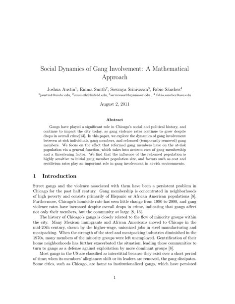 PDF Social Dynamics Of Gang Involvement A Mathematical Approach