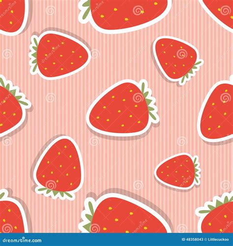 Strawberry Pattern Seamless Texture With Ripe Red Strawberry Stock