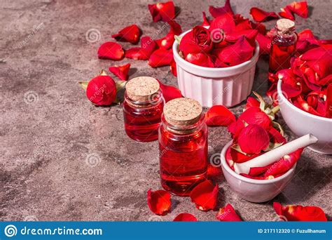 Rosewater With Rose Petals Stock Photo Image Of Blooming 217112320