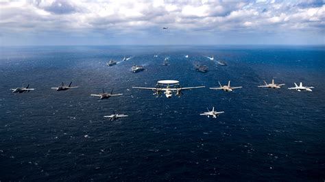 E 2 Hawkeye Fa 18e Ea 18g And F 35c Aircraft From The Uss Carl