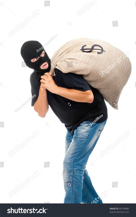 Happy Robber Carries Sack Full Dollars Stock Photo 90759680 Shutterstock