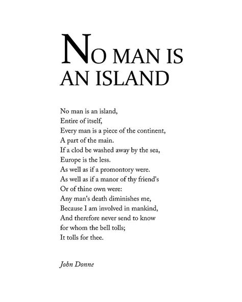 No Man Is An Island John Donne Poem Literature Typography Print 1