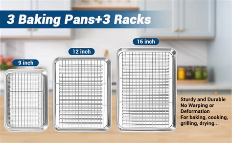 Amazon Com STEELUS Baking Sheet With Rack Set 3 Pans 3 Racks