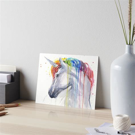 Rainbow Unicorn Watercolor Art Board Print For Sale By Olga Shvartsur