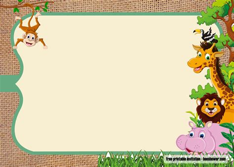 A cradle full of best wishes for your newborn baby girl. FREE Safari theme baby shower invitations Templates | DREVIO