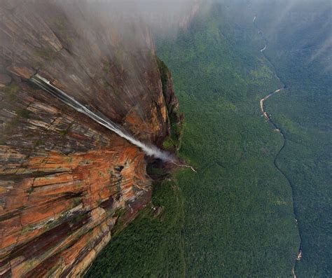 Aerial View Above Of Angel Falls Venezuela Stock Photo