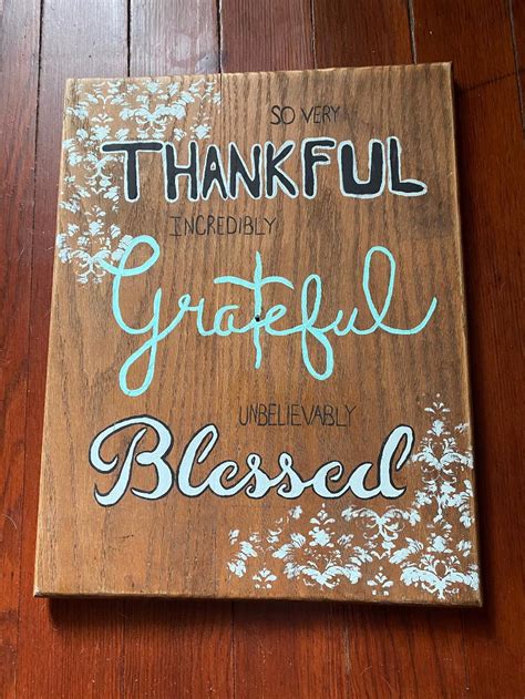 Thankful Grateful Blessed Sign Etsy