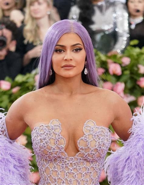 Kylie Jenner Shows Huge Cleavage In See Through Purple Dress