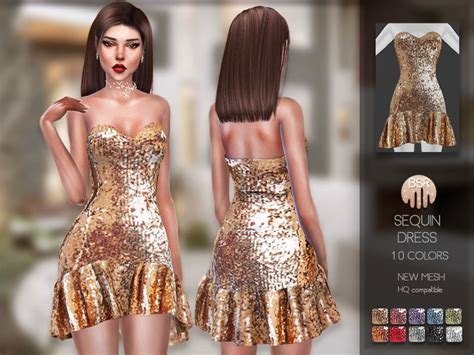 The Sims Resource Sequin Dress Bd158