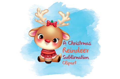 A Christmas Reindeer Sublimation Clipart Graphic By Crazy Cat