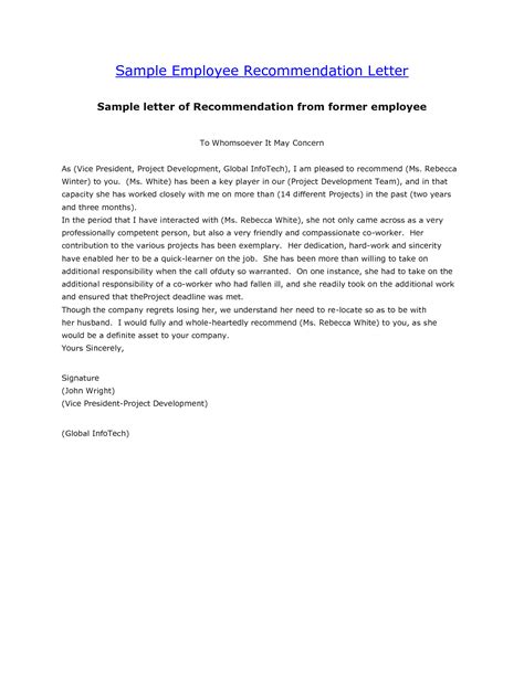 A recommendation letter is typically more specific than a reference letter. New Sample Of Letter Of Recommendation for Job | Letter of ...