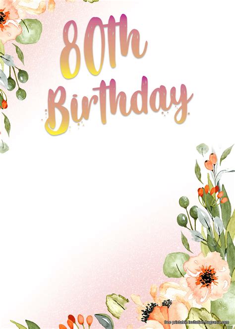 80th Birthday Invitations Ideas Free Printable Birthday Invitation