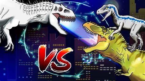 Dinosaurs Battle BLUE T Rex VS Indominus Rex Jurassic World Final