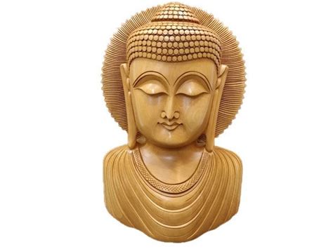 Wooden Buddha Bust Gautam Buddha Buddha Face Blessing Buddha