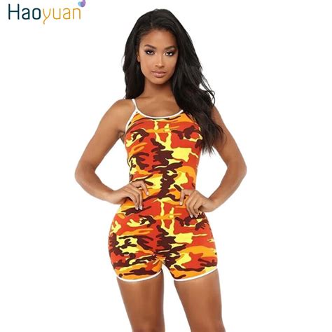 Buy Haoyuan Sexy Camouflage Spaghetti Strap Playsuit One Piece Casual Overalls
