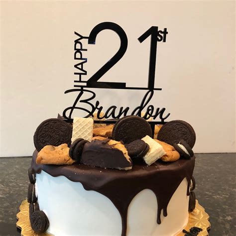 Happy 21st Birthday Cake Topper Personalized Birthday Party Etsy