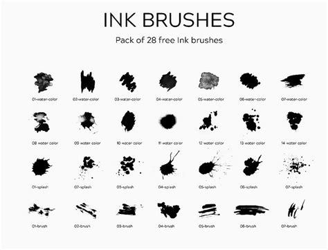 Brushes are one of the best and most used photoshop tools that designers love to use to enrich their as designers are always on a lookout for creative and free brushes in their design arsenal, i. Free Ink Brushes Set Photoshop · Pinspiry