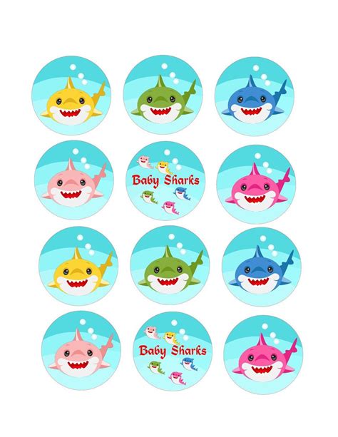 Precut Edible Baby Sharks To Decorate Your Cupcakes Cookies Etsy