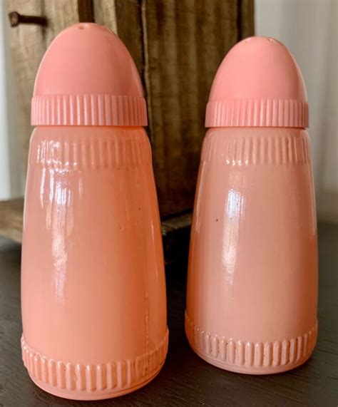 Vintage Hazel Atlas Salt And Pepper Shakers Darling Pink Milk Glass
