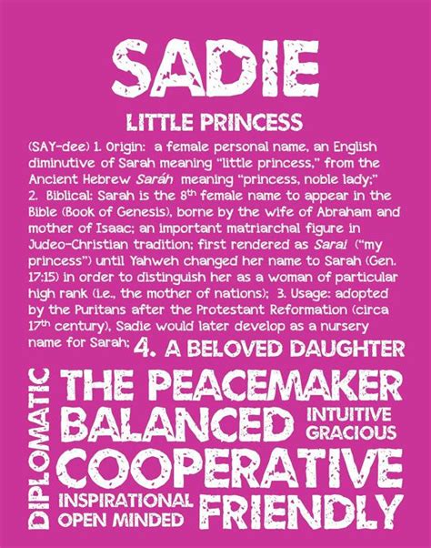 Sadie Personalized Name Print Typography Print By Ohbabynames